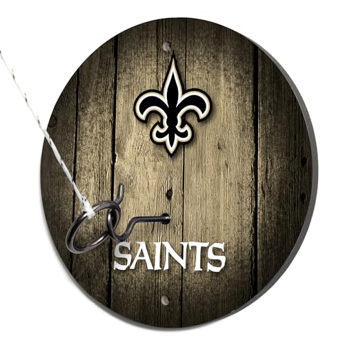 Solid Wood NFL Hook & Ring Toss Set with Direct Print HD Team Graphics – Easy Hang Hook and Ring Toss Target – Great Gift for Any Football Fan! Ring Toss Family Game for a Game Room