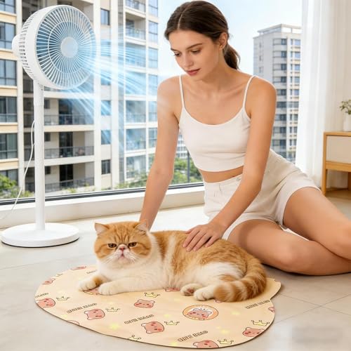 Cat Cooling Mat, Adorable Animal Patterns, 45x34x2cm, Cool Pet Pad, Self-Cooling Pressure Activated Mat, Adorable Heat Relief, for Living Room Bedroom Windowsill Road Trip Vacation - color: bear