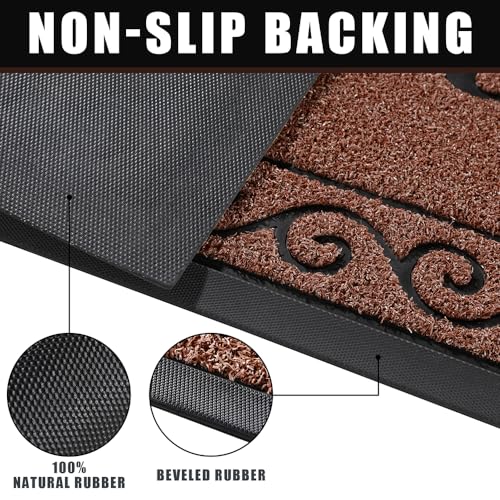 Yimobra Welcome Mat, Heavy Duty Sturdy Door Mats for Home Entrance Outdoor Indoor, Front Doormat for Outside Patio Floor Entry Porch Garage Office, Waterproof, Low Profile, 47 x 24, Maroon - color: Maroon, size: 47x24 Inch