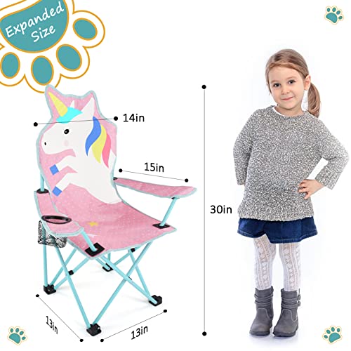 KABOER Kids Outdoor Folding Lawn and Camping Chair with Cup Holder and Carrying Bag, Children's Camping Chairs - color: Unicorn and Mermaid