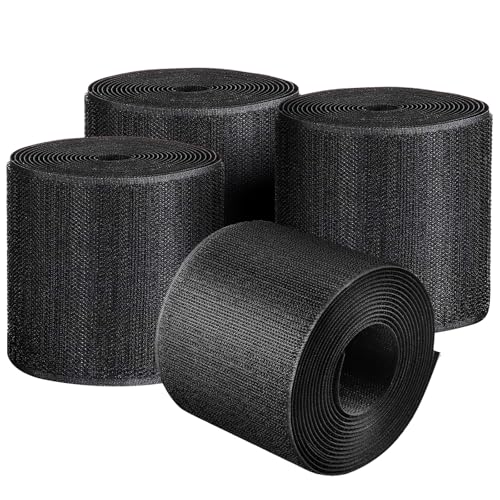 WILLBOND 4 Pack 10 ft x 3 Inch Cable Floor Strip Cable Cover Cords Carpet Protector Management Hook and Loop Tape for Wires on Floor Cords and Prevent a Trip Hazard (Black) - color: Black, size: 40 Feet