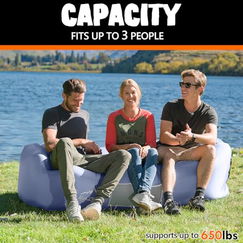 AlphaBeing Inflatable Lounger Beach Chair Accessories, Air Sofa Hammock Inflatable Couch for Camping Backyard Lakeside with Compression Sacks, Ideal Outdoor Gifts for Adults - color: SPACE GRAY