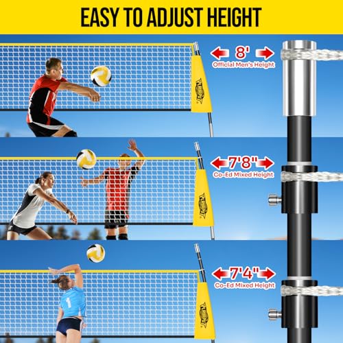 PLAYAPUT 12FT Freestanding Volleyball Net,Height Adjustable Volleyball Training Net For Hitting,Serving,Setting Practice,Protable Volleyball Nets With Volleyball,Carrybag,Perfect For Indoor Or Outdoor