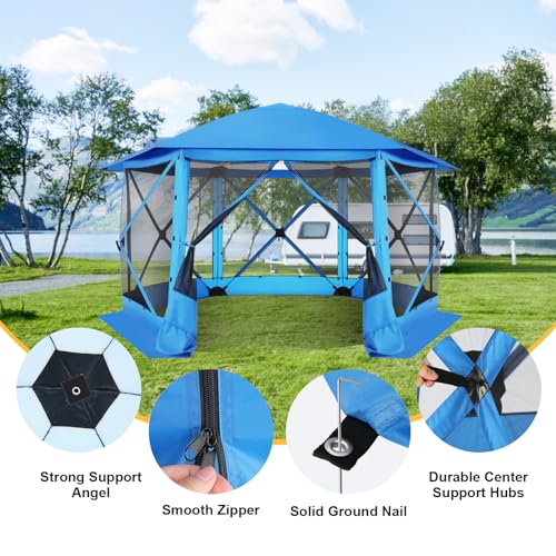 COBIZI 12x12 FT Pop Up Canopy Stargazing Tent, Gazebos On Clearance with Removable Roof,Instant Screened in Gazebo, Screen Tents Portable carpas para Patio for Outdoor Camping,Backyard, Garden, Blue - color: Blue, size: 12x12ft Stargazer Essential