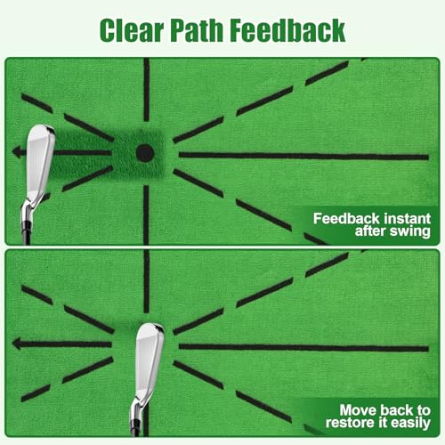 Golf Hitting Mat, with Clear Swing Path Feedback, Flannel Mat 13 * 17in Replaceable Practice Mat Without Rubber Base for Indoor/Outdoor,Golf Gifts for Men/Women Golfers
