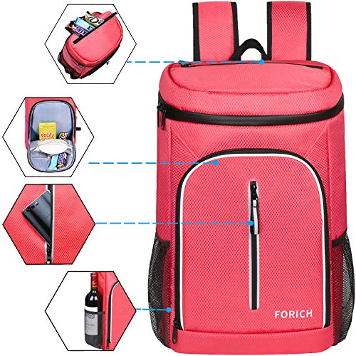 FORICH Soft Cooler Backpack Insulated Waterproof Backpack Cooler Bag Leak Proof Portable Small Cooler Backpacks to Work Lunch Travel Beach Camping Hiking Picnic Fishing Beer for Men Women - color: Watermelon Red