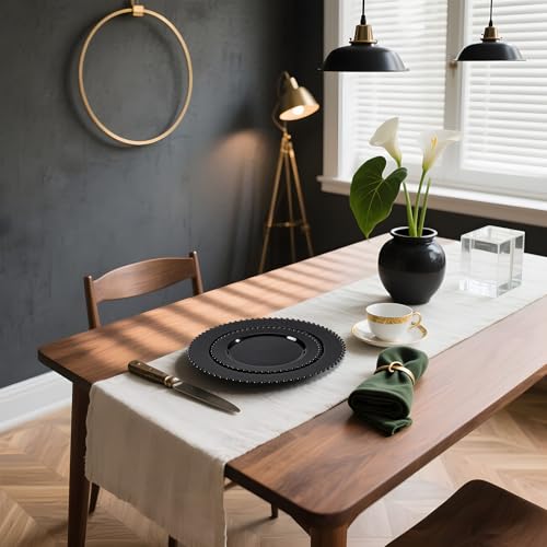 U-QE 60PCS Black Plastic Plates - Heavy Duty Black Disposable Plates Including 30PCS 10'' Dinner & 30PCS 7.5'' Dessert Plates -Hard Plastic Plate for Party Wedding Bridal Shower - color: Black