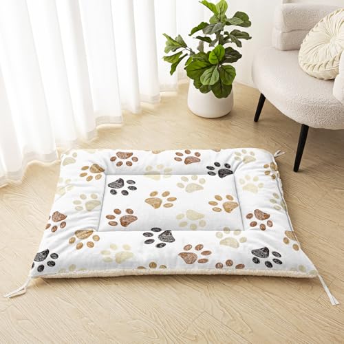 Nttopship Dog Cat Bed Mat Ultra Soft Fluffy Pet Bed Washable Fashion Dog Crate Beds Comfy Comfy Pet Sleeping Pad Suitable for Pet Raised Bed(30"x26",Woof) - color: Woof, size: Medium