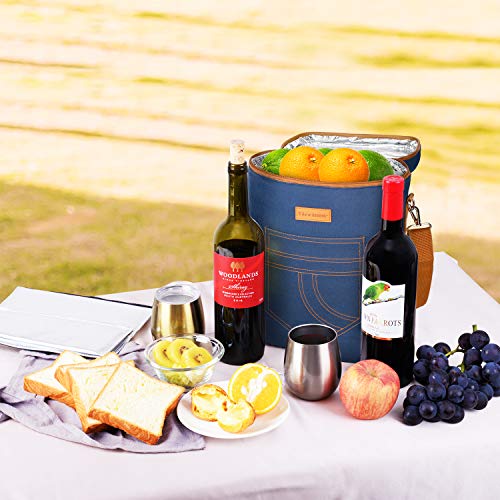 Tirrinia 4 Bottle Wine Gift carrier - Insulated & Padded Portable Versatile Wine Carrying Cooler Tote Bag for Travel, BYOB Restaurant, Wine Tasting, Party, Gift for Wine Lovers, Dark Blue - color: Blue, size: 4 Bottle-without front pocket