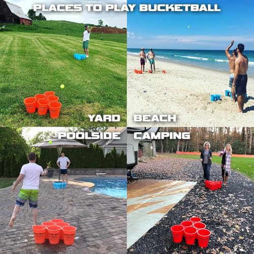 BucketBall | Original, Largest & Most Durable Brand | Supports USA Jobs | Ultimate Outdoor & Tailgate Game | Perfect for Beach, Pool, Lawn, Yard, Camping - color: Giant Yard Pong Edition, style: Starter Pack