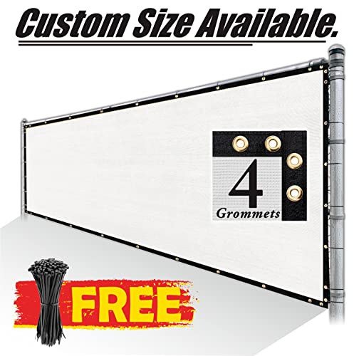 Royal Shade 6' x 50' White Fence Privacy Screen Cover Windscreen with Heavy Duty Brass Grommets - Cable Zip Ties Include (We Make Custom Size) - color: White, size: 0 6' x 5 0'