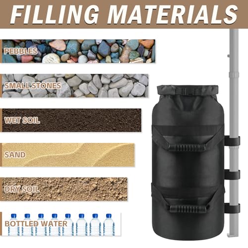 Canopy Weight Sand Bags Set of 4, Heavy Duty SandBags for Canopy Tent Legs, Pop up Tent Gazebos Weights for Outdoor Patio Umbrellas, Pergolas, Sunshades, Black - No Sand (160 LBS - Set of 4) - size: 160 LBS - Set of 4