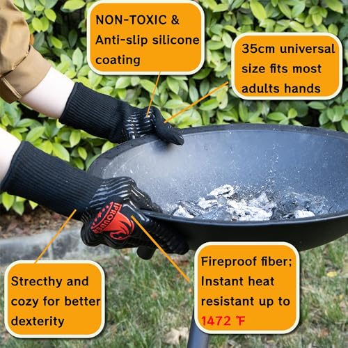 6-in-1 Dutch Oven Camping Accessories Kit - Campfire Cooking Equipment with Marshmallow Roasting Sticks, Heat-Resistant Gloves, 16" Scissors Tongs, Lid Lifter & Lid Stand - size: 6 piece set
