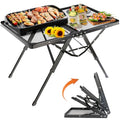 HPC DECOR Grill Table with Mesh Desktop,200lbs 3Ft Portable Folding Table,Camping Table,Picnic Table,Height Adjustable Metal Table for Ourdoor, Camping, Picnic, BBQ and Beach, RV, 35.4" L x 23.6" W - size: 3*2FT