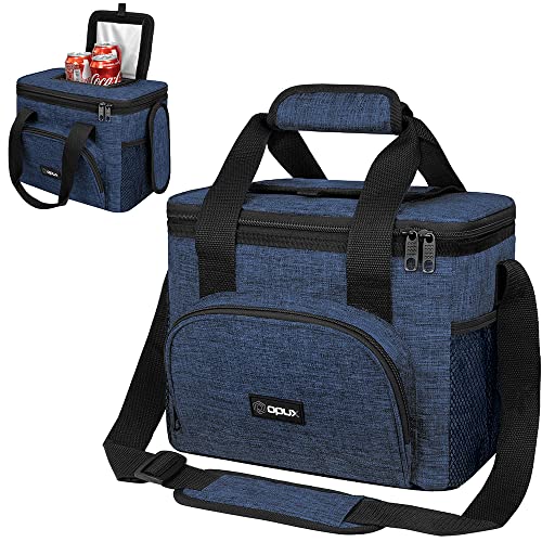 OPUX Soft Cooler Bag, Insulated Collapsible Lunch Cooler Bag for Men Work Camping Beach Travel, Portable Soft Sided Leakproof Waterproof Large Lunch Bag Box with Shoulder Strap 18 Cans, Heather Navy - color: Heather Navy, size: 18 Cans