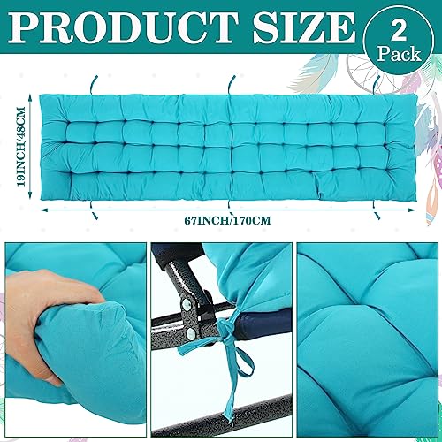 67 x 19 Inch Chaise Lounge Cushions Soft Lounge Chair Cushion Gravity Chair Cushion Sofa Lawn Furniture Cushion Pad with 6 Tie for Outdoor Indoor Patio Home Without Headrest (Lake Blue,2 Pcs) - color: Lake Blue
