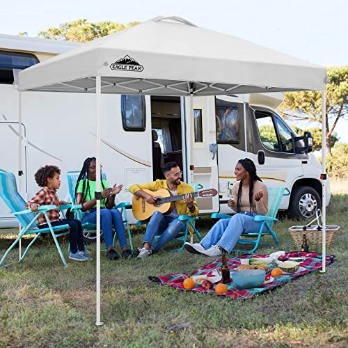 EAGLE PEAK Pop Up Canopy Tent with Wheeled Carry Bag, 8 Stakes, 4 Ropes, Easy Set Up Tent Canopy, 8x8 ft, White - color: White, size: 8x8