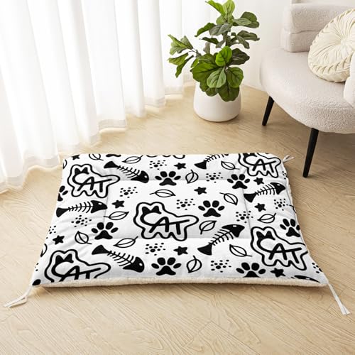 Nttopship Dog Cat Bed Mat Ultra Soft Fluffy Pet Bed Washable Fashion Dog Crate Beds Comfy Comfy Pet Sleeping Pad Suitable for Pet Raised Bed(30"x26",Cat) - color: Cat, size: Medium