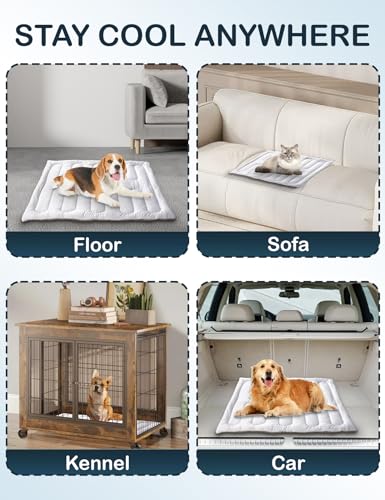 Dog Cooling Mat, Reversible Self-Cooling Mat for pet, Cool Fabric Top & Velvet Back, Portable Ice Cool Fabric Dog Bed, Easy Washable Summer Pets Cool Pad for Indoor Outdoor (M(35.8″*22.8″)) - size: M(35.8″*22.8″)