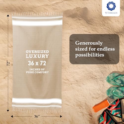Cotton Turkish Beach Towel with Towels Oversized 36"x72" Pool Absorbent Extra Large Quick Dry Sand Travel Towel (Beige, 2 Pack) - color: Beige, size: 2 Pack