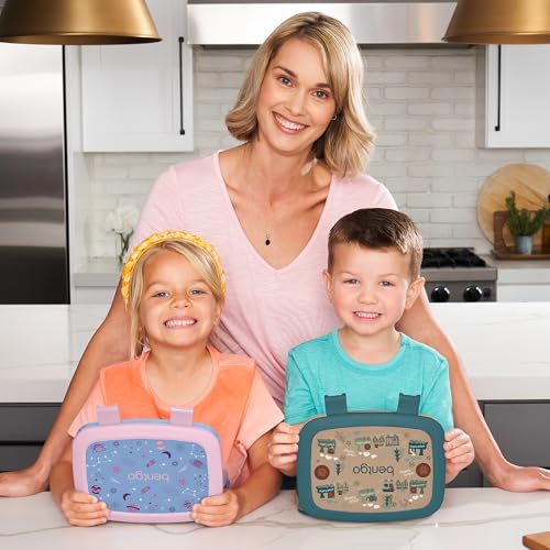 Bentgo Kids Prints Leak-Proof, 5-Compartment Bento-Style Kids Lunch Box - Ideal Portion Sizes for Ages 3-7, Durable, Drop-Proof, Dishwasher Safe, & PFAS & BPA-Free Materials (Lavender Galaxy) - color: Lavender Galaxy