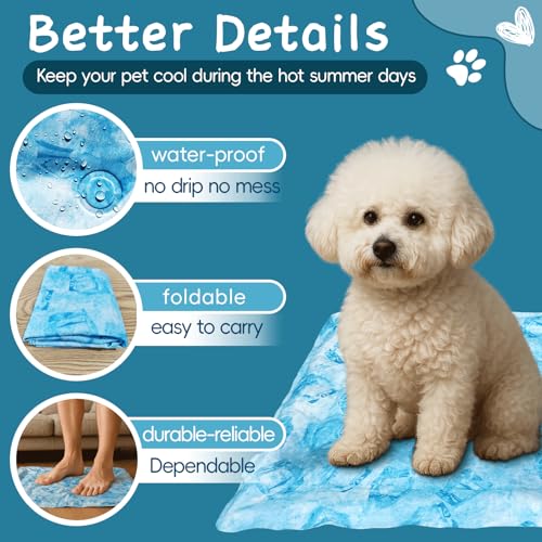 Cooling Pad for Dog,Instant Pet Cool Mat for Puppy,Comfortable Cool Pet Mat for Cat.Portable Dog Bed for Summer. Suitable for Outdoor Summer Crate Pad.Long Time Cooling.Ice Brick(Size-M 15.7*19.7in) - color: Ice brick, size: Medium
