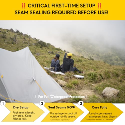 LANSHAN Ultralight Tent 3-Season Backpacking Tent for 1-Person or 2-Person Camping, Trekking, Kayaking, Climbing, Hiking - color: Pro 2-person, grey