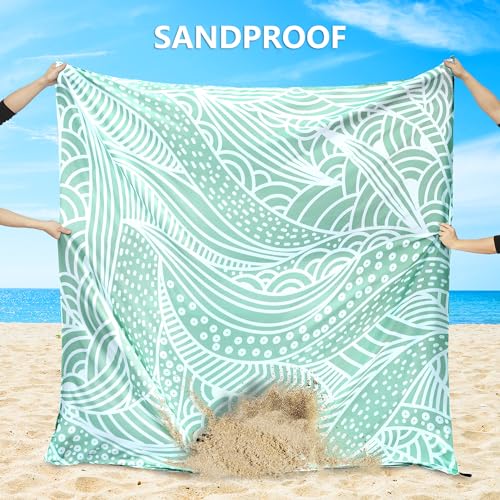 HIHOHO Beach Blanket Waterproof Sandproof Beach Mat for 1-8 Adults Quick Drying Durable Outdoor Picnic Mat for Beach Festival Travel Camping Hiking (LBL-Ripple, 79"×83"(4 Person)) - color: Lbl-ripple, size: 6'11" x 6'7"