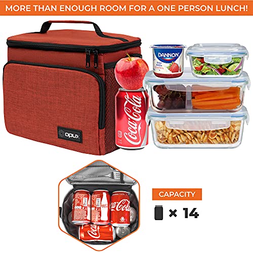 opux Insulated Lunch Bag for Men Women, Soft Lunch Box for Office Work School Picnic, Leakproof Lunch Cooler Bag with Shoulder Strap for Kid Adult Boy Girl, Medium Lunchbox Lunch Tote (Heather Red) - color: Heather Red, size: Medium