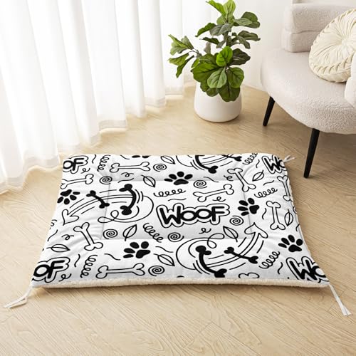 Nttopship Dog Cat Bed Mat Ultra Soft Fluffy Pet Bed Washable Fashion Dog Crate Beds Comfy Comfy Pet Sleeping Pad Suitable for Pet Raised Bed(30"x26",Cut Woof) - color: Cut Woof, size: Medium