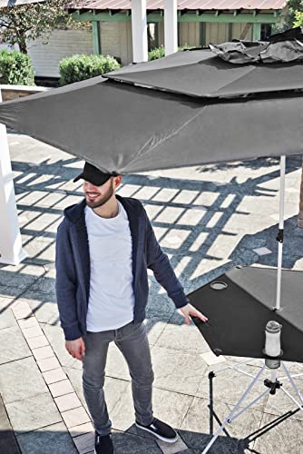 Zenithen Limited Portable Foldable Black Roof Outdoor Folding Transportable Canopy Table with Cup Holders, Perfect for Patio, Camping, Outdoor Use, Black