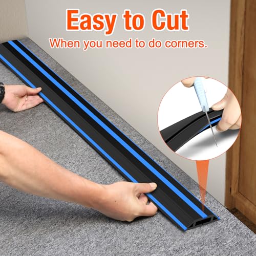 Eapele Floor Cord Cover 10ft Cord Covers for Wires on Floor, Heavy Duty Extension Cord Cover, Rubber Floor Cable Cover, Prevent Trip Hazard for Sidewalk Home Office Outdoor or Indoor Settings - color: Blue & Black, size: 10 feet-1pc