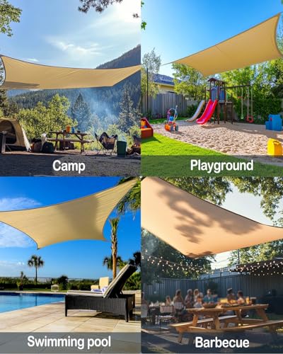 Vensovo Sun Shade Sail Rectangle 10' x 13' Permeable Canopy - UV Block Sunshade for Patio, Garden, Backyard, Deck (Yellow) - color: Yellow, size: 10ftx13ft