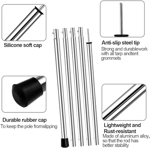SANLIKE Camping Tent Tarp Poles Set for Canopy Awning Shelter Backpacking Hiking - Telescopic Adjustable Length Tent Sunshade Support Stick Rods (Adjustable Length - Steel 2packs) - color: Adjustable Length - Steel 2packs
