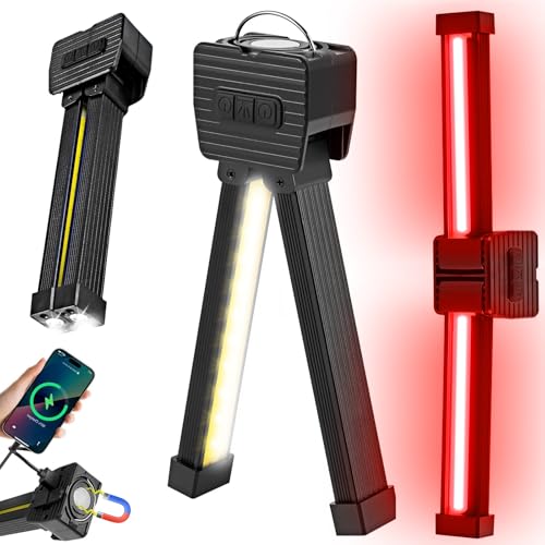 Gym Lamp, Portable Gym Lighting for Posing, Magnetic Work Light Rechargeable, Gift for Men/Women, 180° Rotate Foldable with Hang Hook Camping Lamp, USB Power Bank LED Handheld Flashlight-Black - color: Black