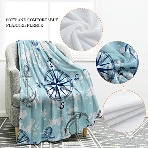 Jekeno Nautical Anchor Blanket Gifts for Women Kids Boys Men Home Bedroom Living Room Decor Soft Cozy Lightweight Throw Blankets Blue 50"x60" - color: Color5, size: 50"x60"