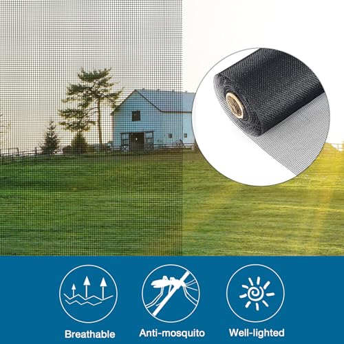 NeatiEase Window Screen Roll, 48"x100' Adjustable Flexible Fiberglass Screen Door Mesh - DIY Replacement Kit for Patio Porch Door Windows and Sliding Screen Doors(Black) - color: Black, size: 48in(W)x100ft(L)