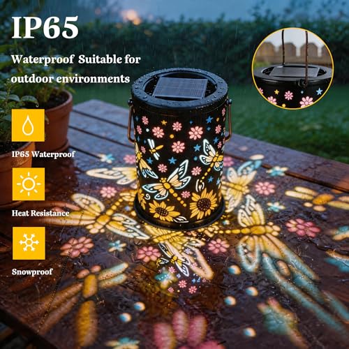 Solar Lanterns Outdoor Waterproof Solar Lights Outdoor Garden, Gifts for Women Mother's Day Mom Grandma, Hanging Solar Lights Dragonfly Garden Decor for Patio, Yard, Lawn, Porch, Backyard - style: Dragonfly
