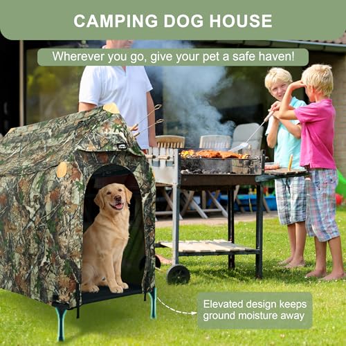 Outdoor Dog House, Kennel with Canopy, Waterproof and Breathable Pet Tent House for Medium Dogs, Foldable Dog Shelter with Shade Roof for Camping, Travel and Backyard, M - style: M