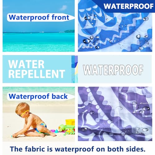 Beach Blanket Waterproof Sandproof Oversized 95”x 80”,Sand Free Beach Mat with Corner Pockets,Portable Mesh Bag for Beach Festival,Picnic,Travel and Outdoor Camping (Gradient Semicircle)