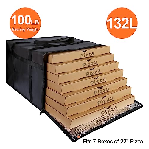 Insulated Pizza Delivery Bag for Carry Hot, 24" x 24" x 14" Insulated Food Delivery Bag, Grocery Cooler Bags for Catering/Doordash, Commercial Food Warmers（Black, 1Pk） - color: Black, size: 24 x 24 x 14 inches