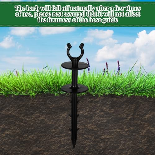 Blulu 15 Pcs 2 in 1 Garden Hose Guide, Universal 10 Inch Hose Guide Stakes with Barbs, Water Sprinkler Support Spike to Keep Off Lawn for Yard Lawn Garden Flower Plant Tool(Black) - color: black