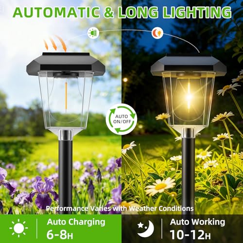 16Pack Solar Pathway Lights Outdoor, LED Solar Lights Outdoor Waterproof, Garden Light Solar Powered, Stake Landscape Lighting for Outside Yard Driveway Walkway Sidewalk Path Lawn Patio Garden Decor