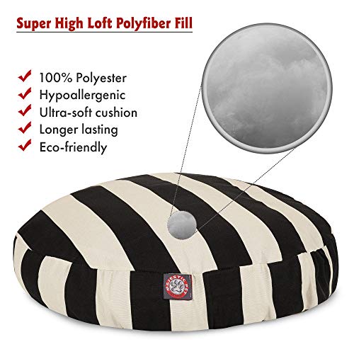 Black Vertical Stripe Large Round Indoor Outdoor Pet Dog Bed With Removable Washable Cover By Majestic Pet Products - color: Black, size: Large