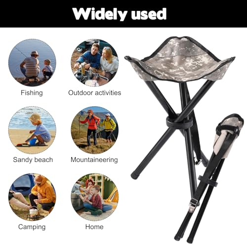 Travel Folding Camping Stool, 14.6 inches Lightweight Outdoor Tripod Chair and Maximum weight 210 lbs Portable Party Chair Fishing Chairs Seat for Camp Hiking Beach Garden and Painting (Camouflage) - color: Camouflage