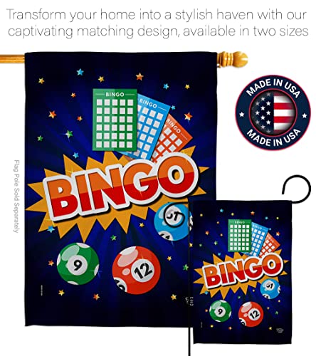 Bingo Garden House Flag Set Interests Game Bunco Night Dice Poker Hobbies Leisure Activity Decoration Banner Small Yard Gift Double-Sided, Made in USA