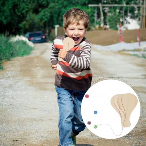 Garneck 6pcs Wooden Paddle Ball with String: DIY Blank Paddle Rackets - Unfinished Painting Graffiti for Kids Crafts Fun Party Favor Family Paddleball Game