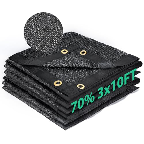Kesfitt 70% Shade Cloth 3x10 ft, Breathable HDPE Mesh Sun Shade Tarp for Garden & Greenhouse, UV Resistant Outdoor Shade Fabric with Copper Grommets for Plants, Patio, Yard - size: 3ftx10ft, style: 70% Shading Rate
