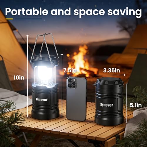 4-Pack Portable Camping Lanterns,LED Battery Powered Lights Tent Lamp Magnetic Base,Hanging Hook,Collapsible, Waterproof for Emergency, Hiking,Hurricane,Campsites,Lanterns for Power Outages - style: Battery Not Included（4-Pack）