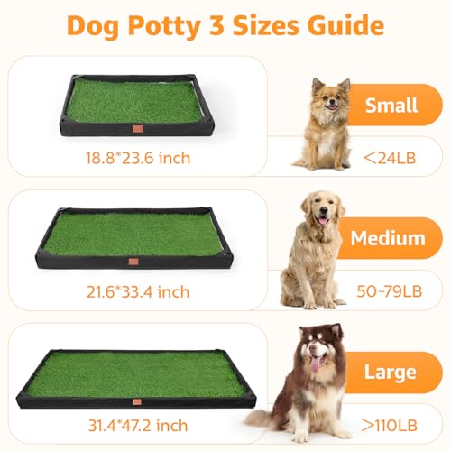 LOOBANI Dog Grass Pad with Tray, Lightweight Oxford Cloth Tray for Potty Training, 21.6 * 33.4 in